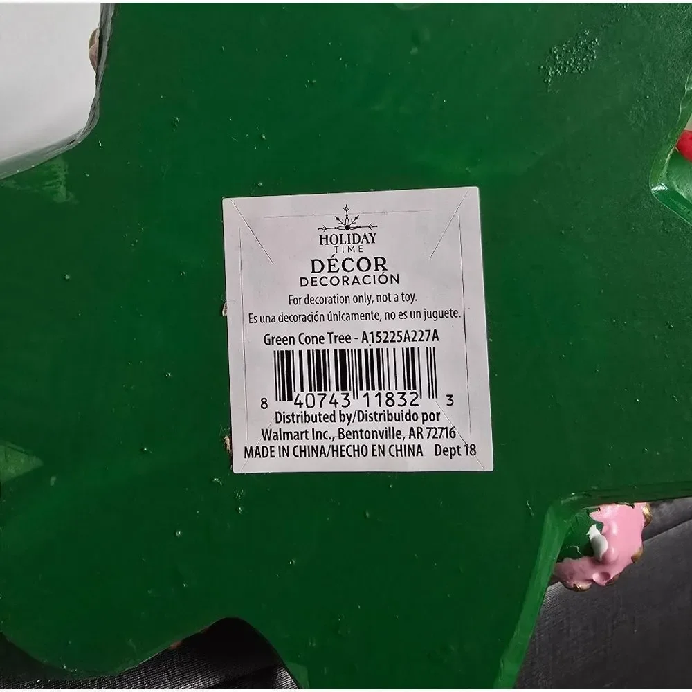 New Green Resin Cone Tree Christmas Indoor Decor, 11.5